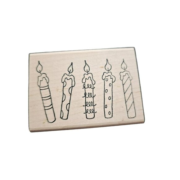 Morning Star Rubber Stamp Birthday 5 Festive‎ Candles Wooden Block Crafting DIY - Picture 1 of 5